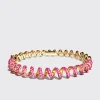 YELLOW GOLD PINK SAPPHIRE SLINKEE BANGLE>Boochier Fashion