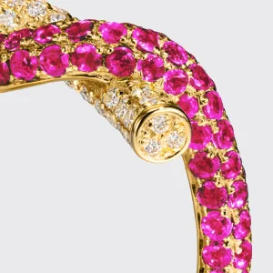 YELLOW GOLD PINK SAPPHIRE AND DIAMOND TIES RING>Boochier Best