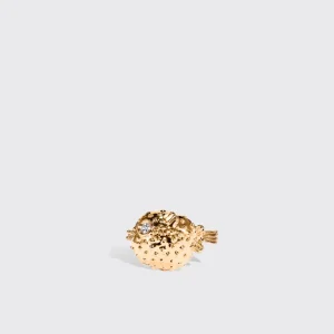 YELLOW GOLD PUFFER FISH DIAMOND EARRINGS>Boochier Sale