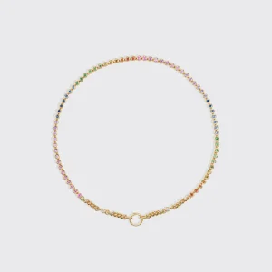 YELLOW GOLD RAINBOW SAPPHIRE SLINKEE CLIP NECKLACE>Boochier Sale