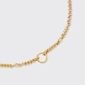 YELLOW GOLD RAINBOW SAPPHIRE SLINKEE CLIP NECKLACE>Boochier Sale