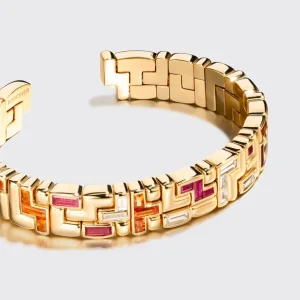 YELLOW GOLD SAPPHIRES & DIAMONDS ARCADE BANGLE>Boochier Discount