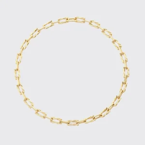 YELLOW GOLD SINGLE DIAMOND TIES LINKS NECKLACE>Boochier Outlet