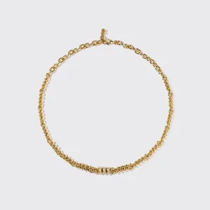 YELLOW GOLD SINGLE DIAMOND SLINKEE NECKLACE>Boochier Online