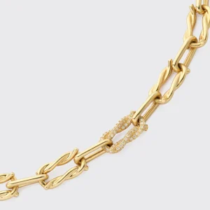 YELLOW GOLD SINGLE DIAMOND TIES LINKS NECKLACE>Boochier Outlet