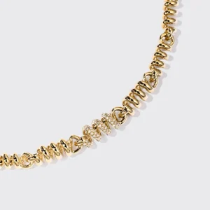 YELLOW GOLD SINGLE DIAMOND SLINKEE NECKLACE>Boochier Online