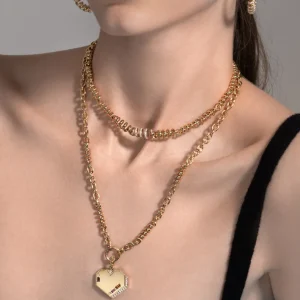 YELLOW GOLD SINGLE DIAMOND SLINKEE NECKLACE>Boochier Online