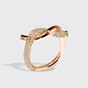 YELLOW GOLD-ROSE GOLD HALF DIAMOND TIES RING>Boochier Fashion