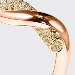 YELLOW GOLD-ROSE GOLD HALF DIAMOND TIES RING>Boochier Fashion