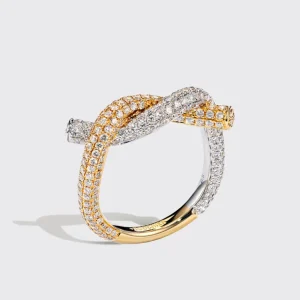 YELLOW GOLD-WHITE GOLD DIAMOND TIES RING>Boochier Clearance