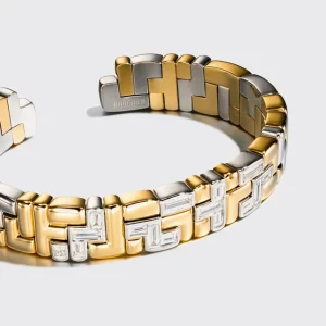 YELLOW GOLD-WHITE GOLD DIAMOND ARCADE BANGLE>Boochier Discount