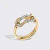 YELLOW GOLD-WHITE GOLD FULL DIAMOND TIES BUCKLE RING>Boochier Best